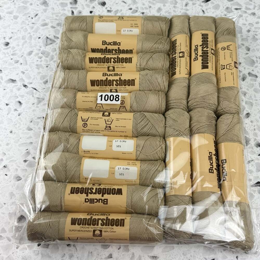 Bucilla Wondersheen Crochet Knitting Cotton Yarn 17 ECRU 400 Yards 16 piece lot
